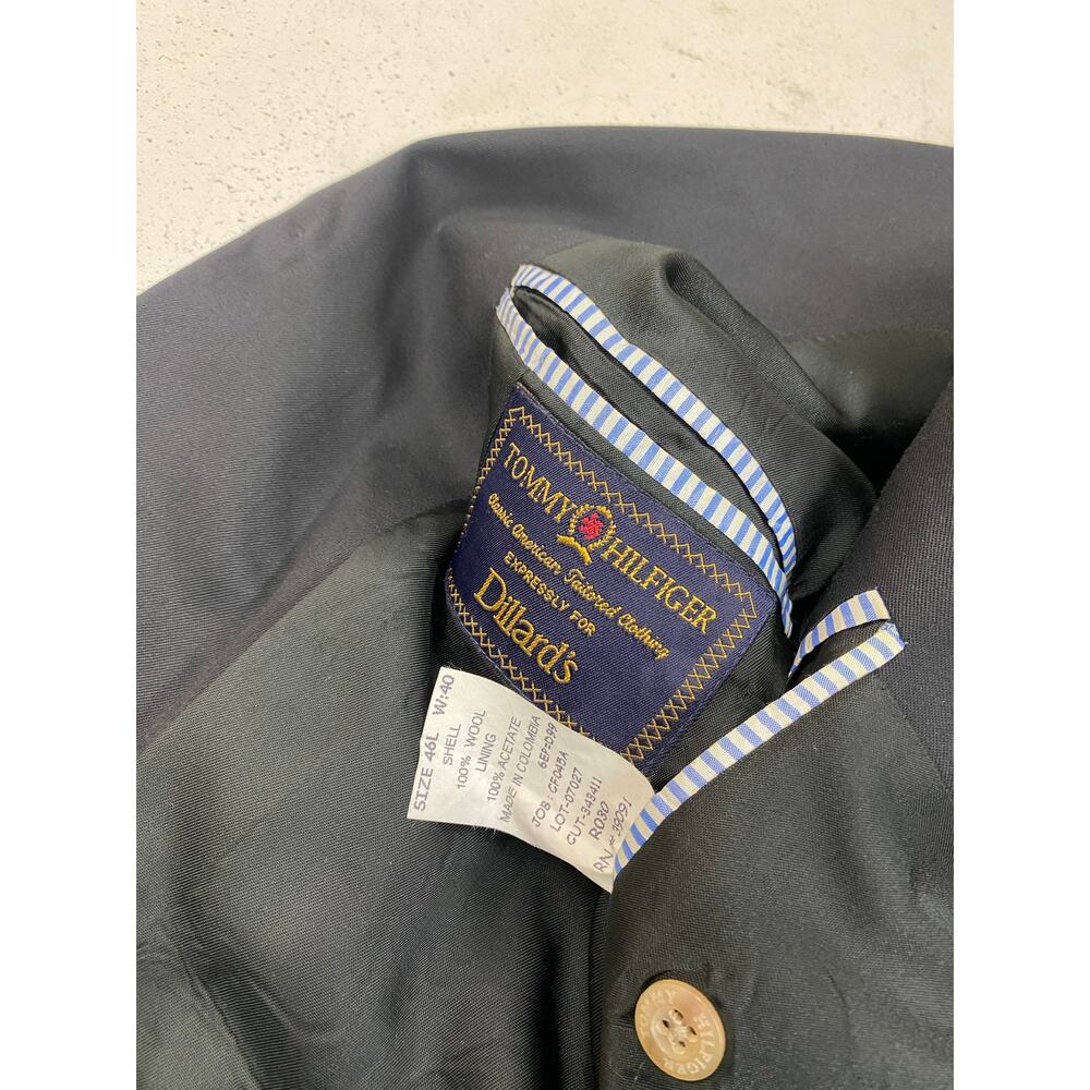 VTG 90s Tommy Hilfiger solid black pleated 3-button dress pants blazer suit 46L - Picture 6 of 8